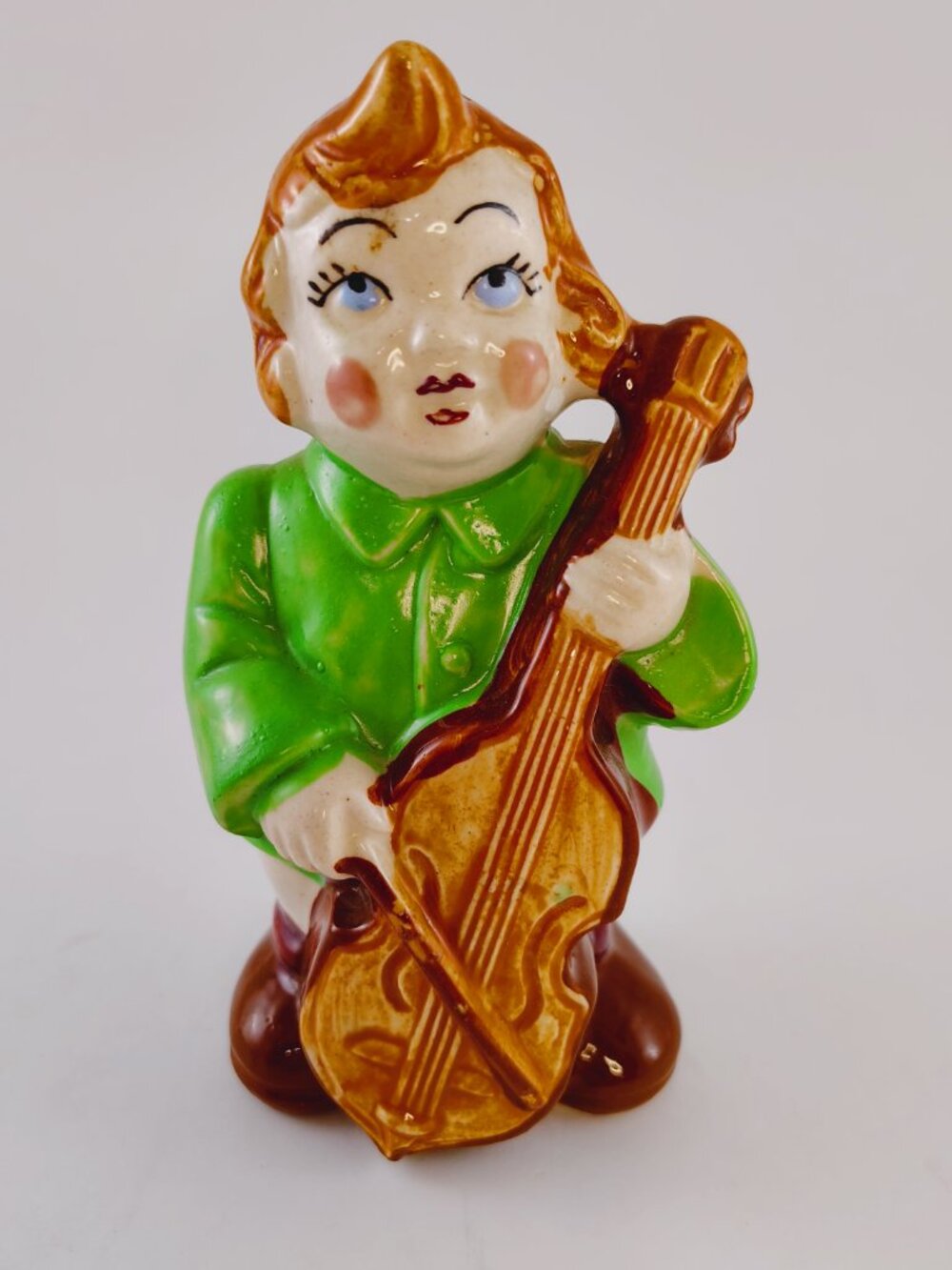 Vintage 1940's Occupied Japan Ceramic Boy Playing the Cello